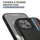 IPHONE 14 PRO MAX - PU LEATHER BLACK M COLLECTION MESH CASE AND PRINTED TRICOLOR LINES AND METAL LOGOS - BMW