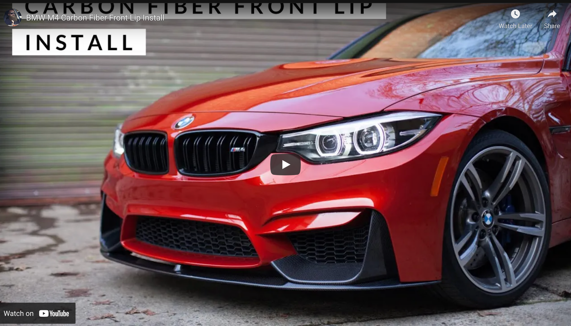 Load video: BMW M4 CARBON FIBER FRONT LIP INSTALL