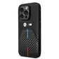 IPHONE 14 PRO MAX - PU LEATHER BLACK M COLLECTION QUILTED PU CARBON CASE WITH HOT STAMPED TRICOLOR STRIPE AND METAL LOGOS