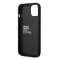 IPHONE 14 PRO MAX - PU LEATHER BLACK M COLLECTION PU CARBON CASE WITH BOTTOM HORIZONTAL BLUE LINE AND METAL LOGOS - BMW