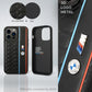IPHONE 14 PRO MAX  - PU LEATHER BLACK M COLLECTION PU CASE HEXGONAL PATTERN AND SMOOTH PU STRIPE AND METAL LOGOS - BMW